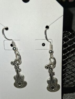Hand Crafted Acoustic Guitar Charm Drop Earrings